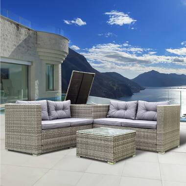 Rattan sofa 2025 set with storage